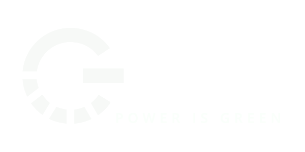 Logo con lettera "G" e testo "POWER IS GREEN".
