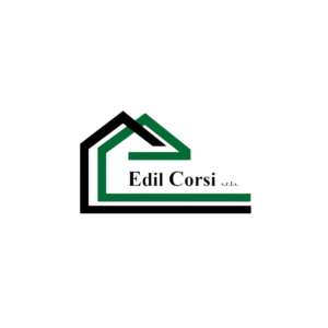 Logo Edil Corsi con tetto stilizzato verde e nero.