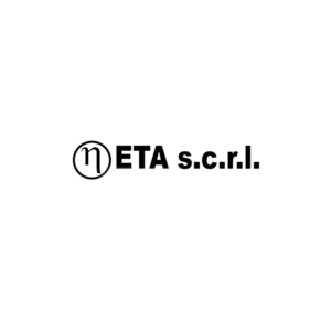 Logo con scritta "META s.c.r.l." su sfondo nero.