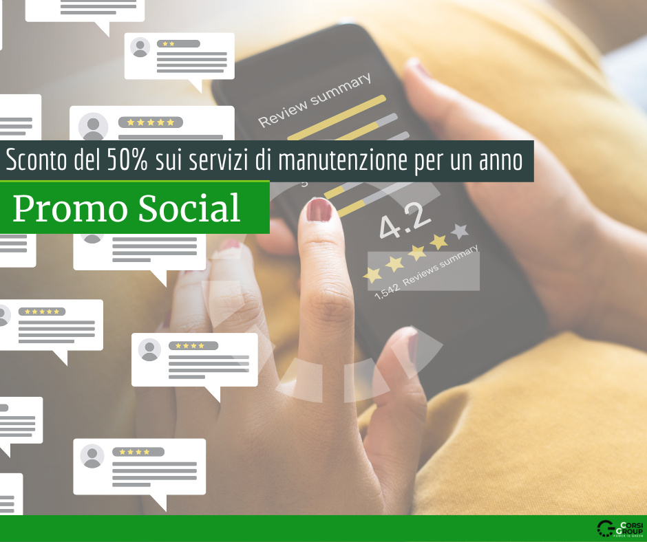 Persona con smartphone, offerte di sconto e recensioni.